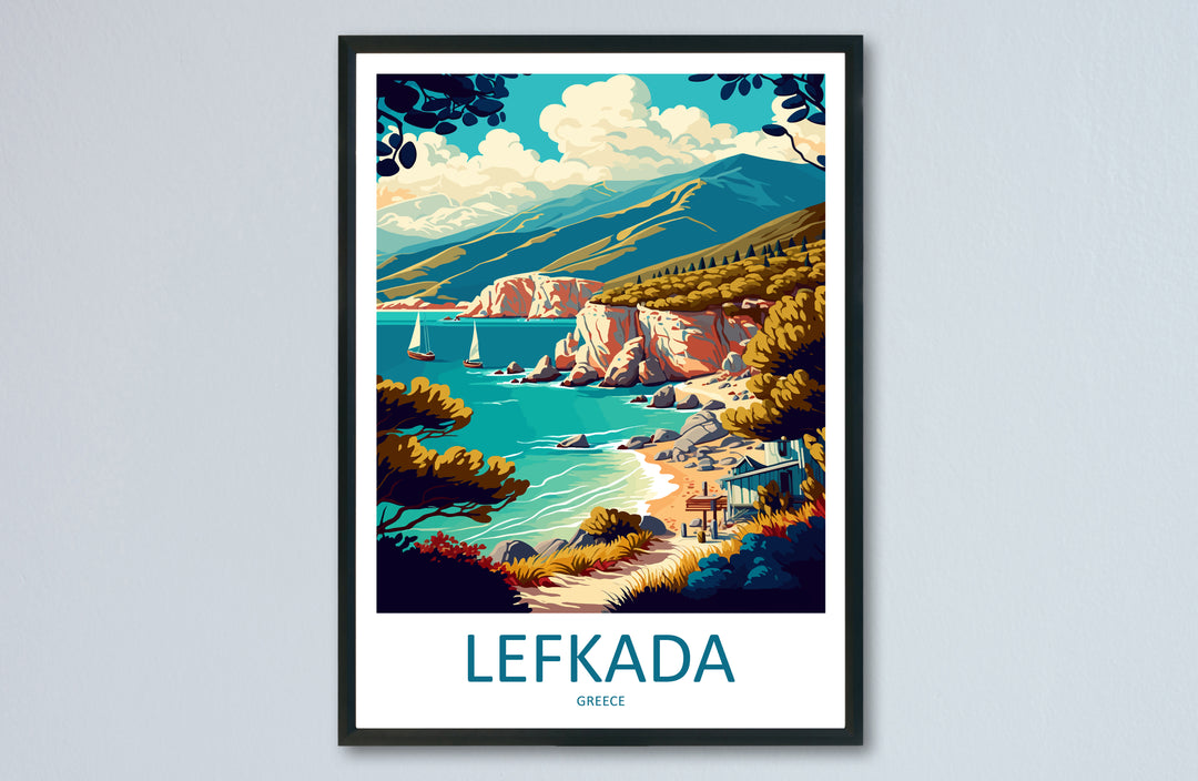 Lefkada Greece Travel Poster
