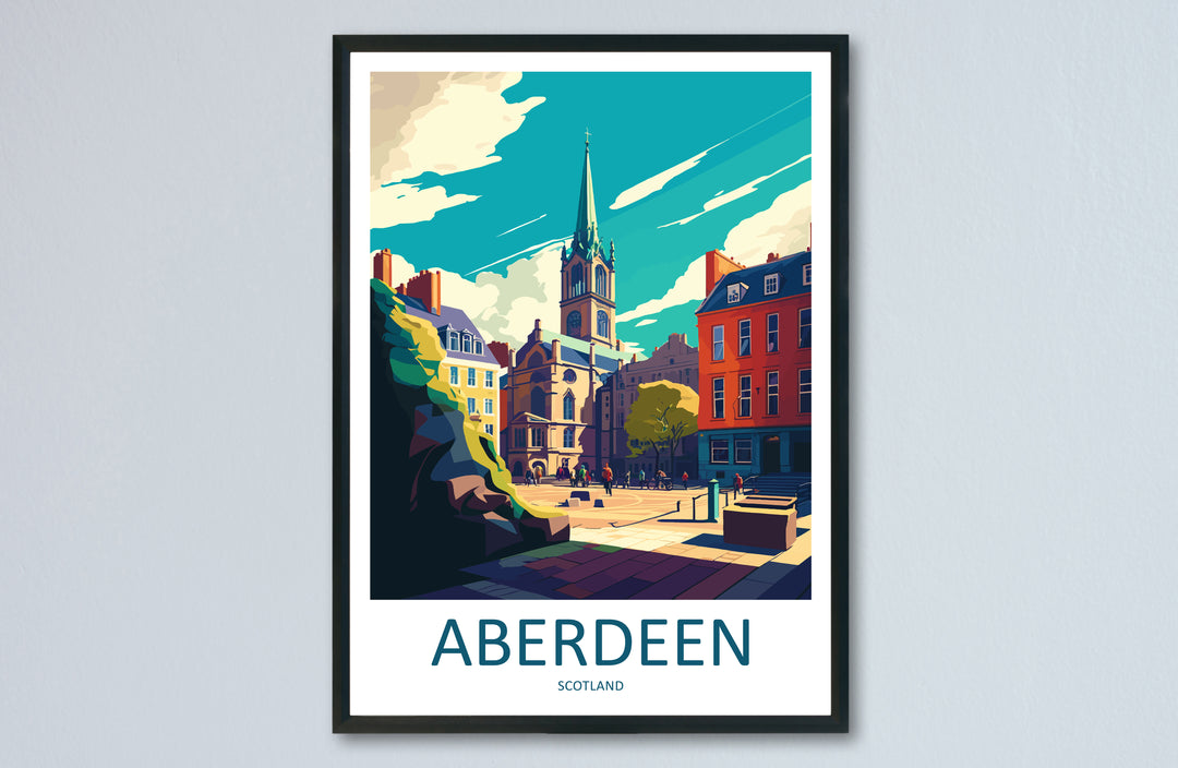Aberdeen England Travel Poster