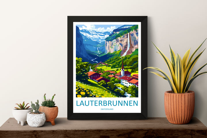 Lauterbrunnen Switzerland Travel Poster