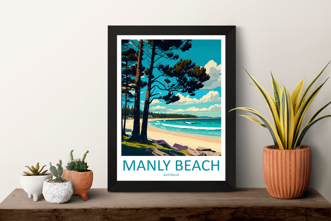Manly Beach Australia Travel Poster