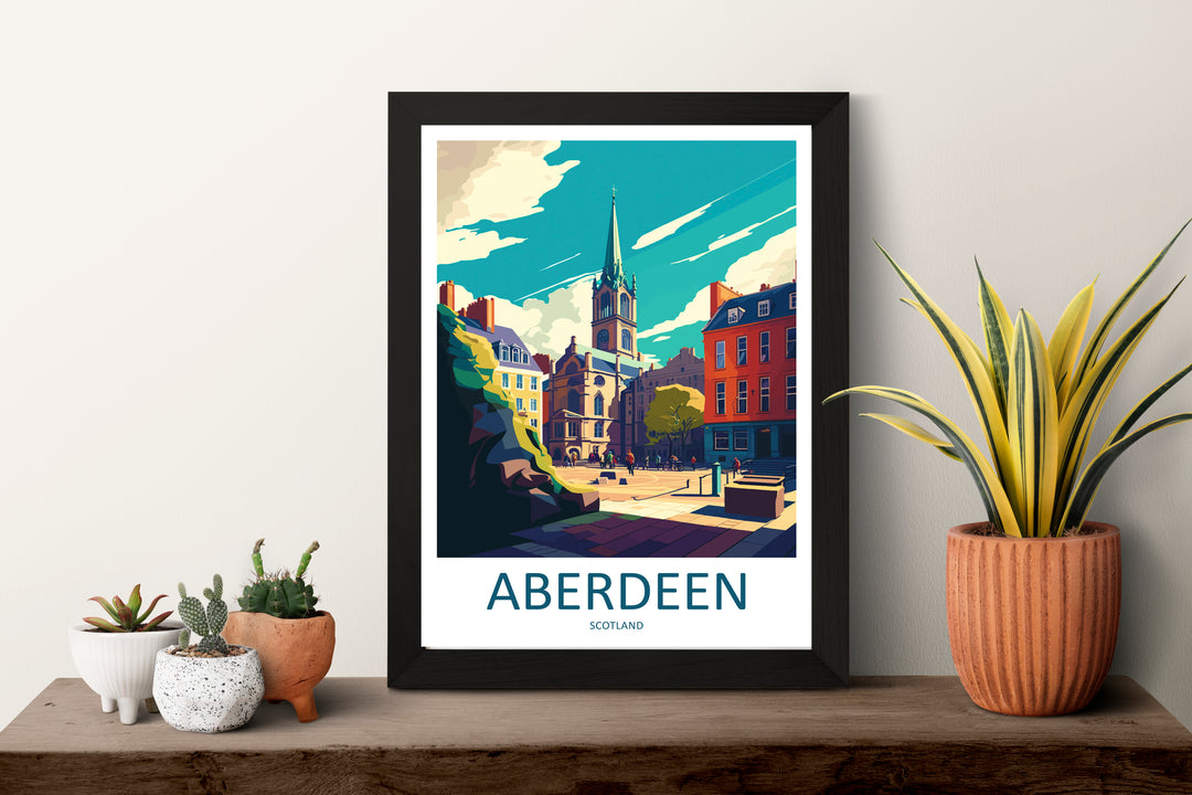 Aberdeen England Travel Poster