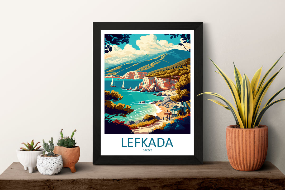 Lefkada Greece Travel Poster