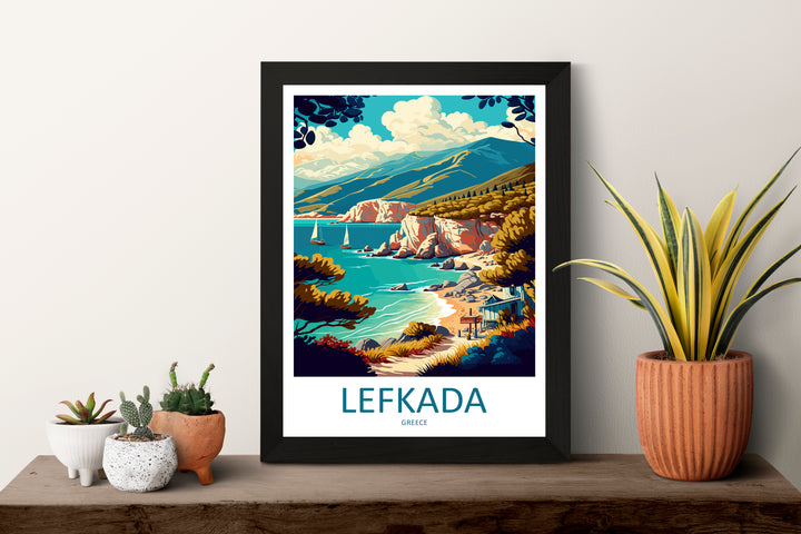 Lefkada Greece Travel Poster