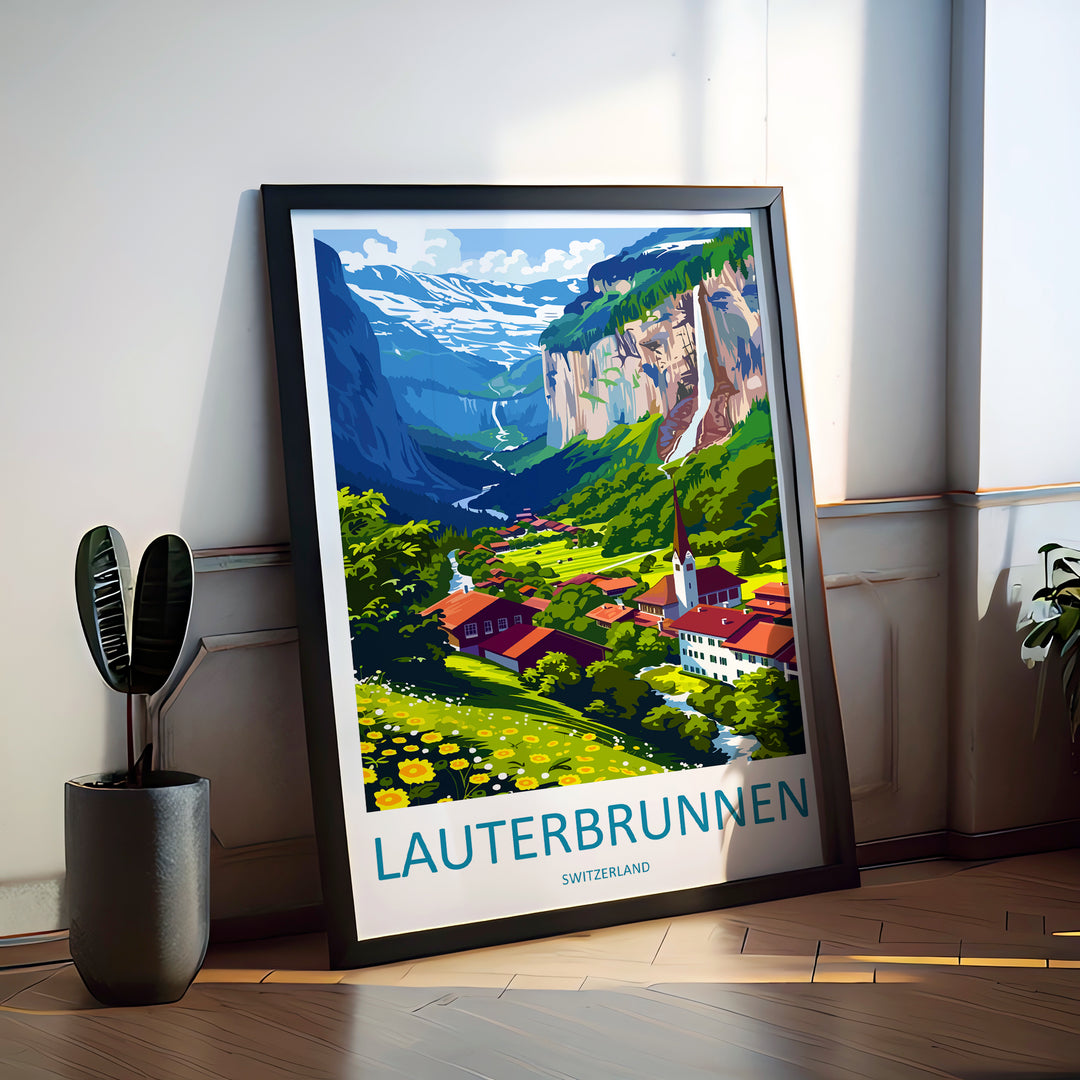 Lauterbrunnen Switzerland Travel Poster