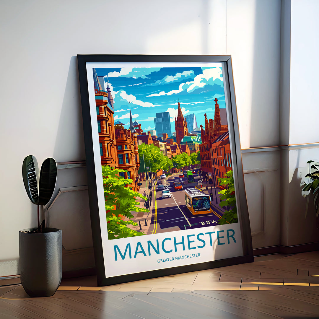 Manchester England Travel Poster