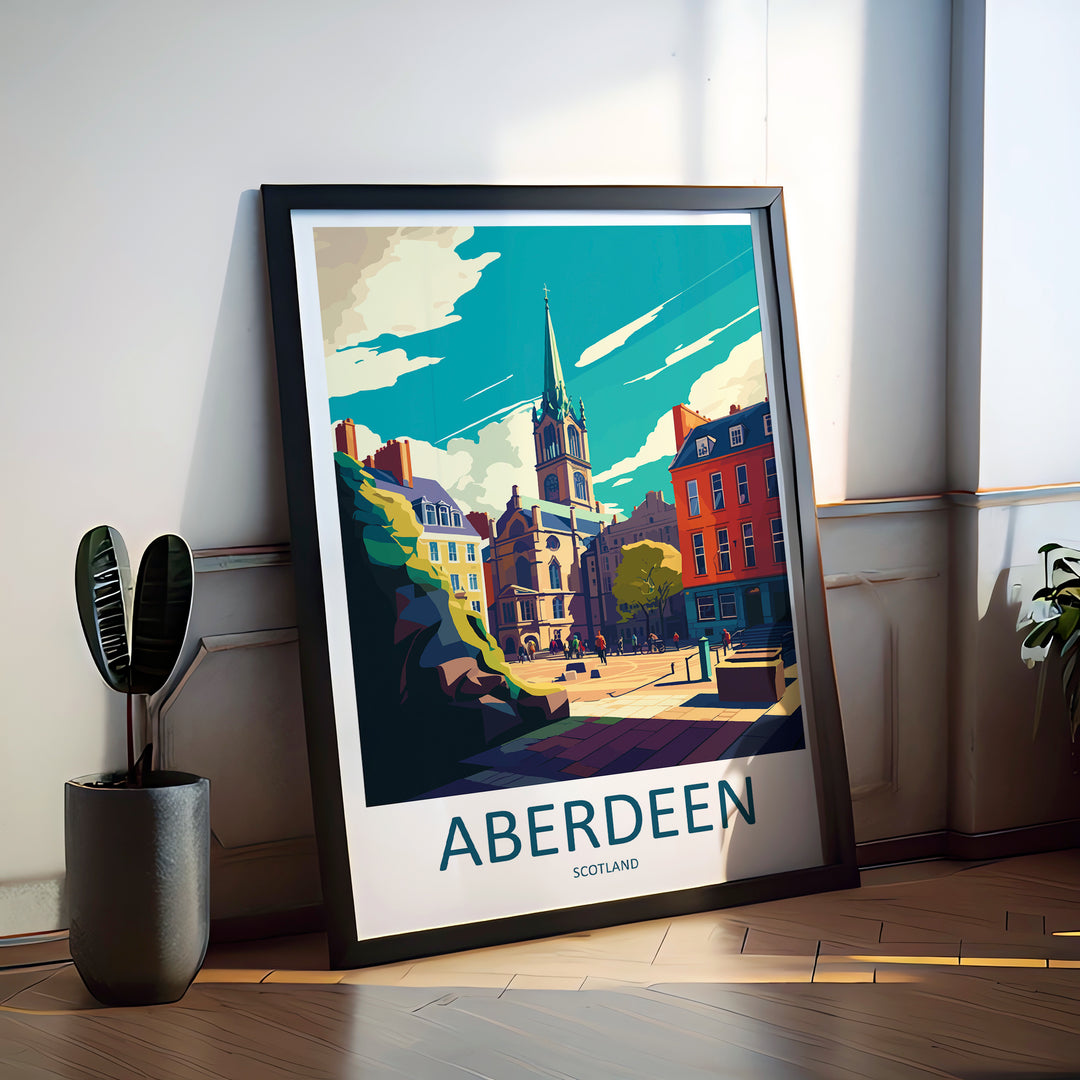 Aberdeen England Travel Poster