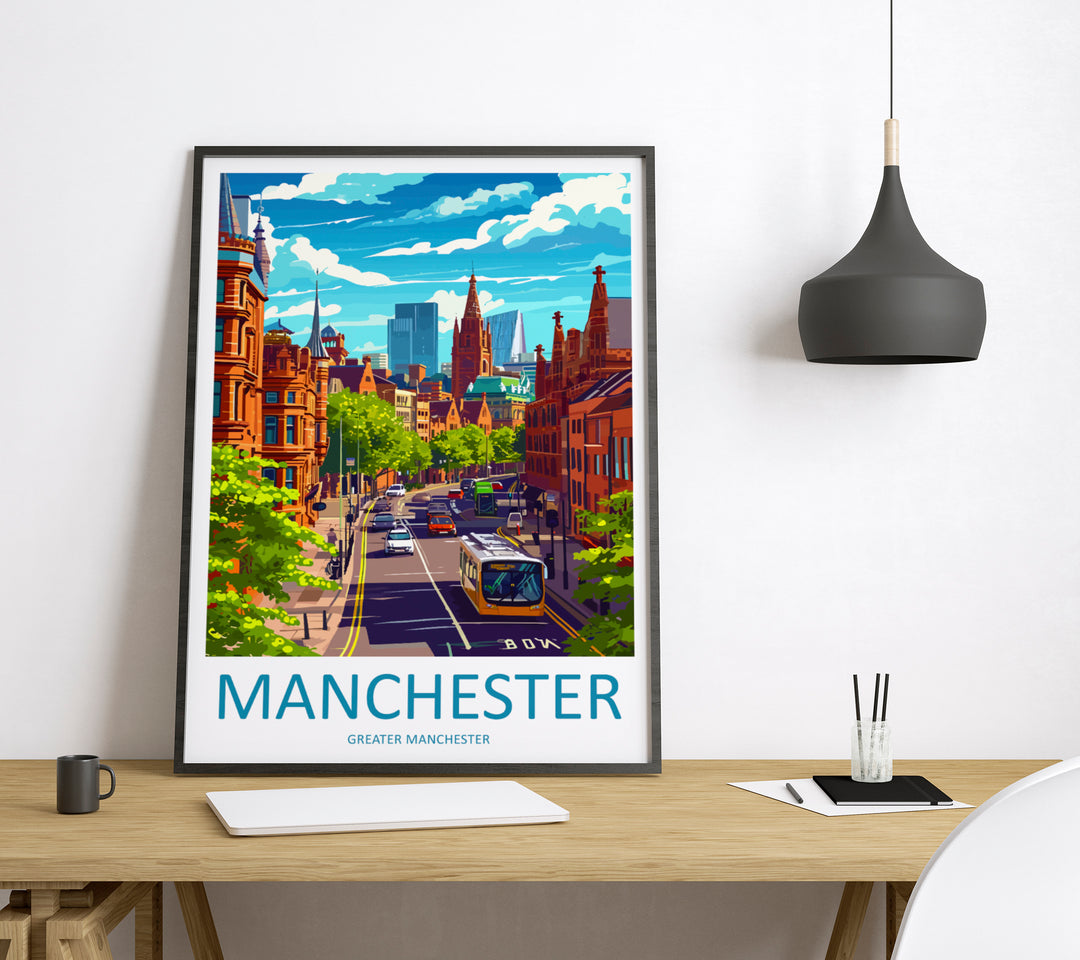 Manchester England Travel Poster
