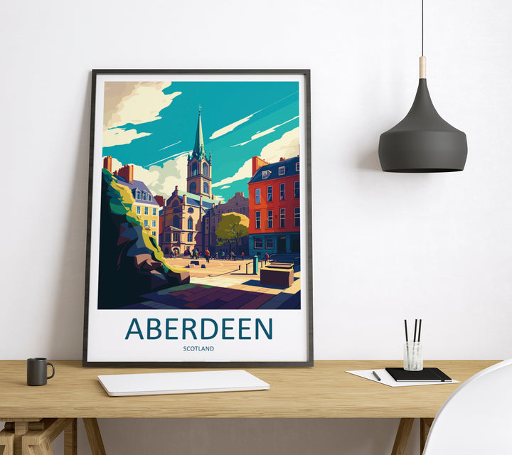 Aberdeen England Travel Poster