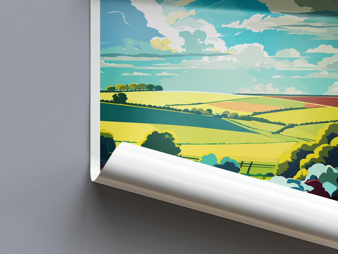 Lincolnshire Wolds England Travel Poster