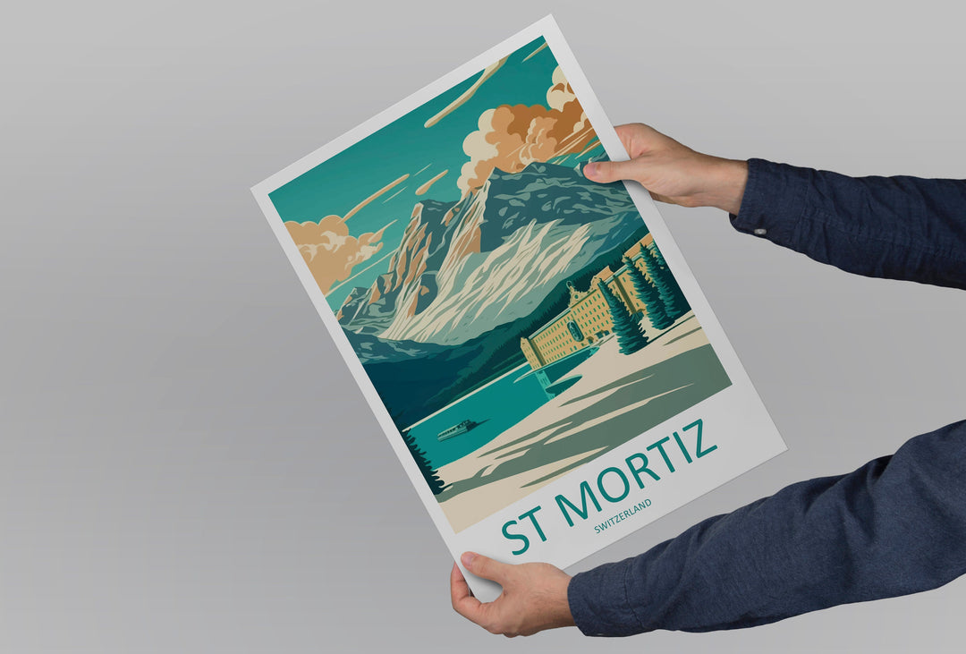 St. Moritz Ski Resort Print St. Moritz Home Decor Mountain Art Print St. Moritz Wall Art for Ski Enthusiast Gift Wall Hanging St. Moritz Art