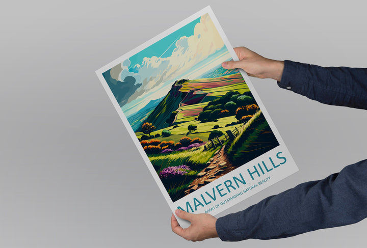 Malvern Hills Travel Print Wall Art Malvern Hills Wall Hanging Home Decoration Malvern Hills Gift Art Lovers Wall Art AONB Wall Print
