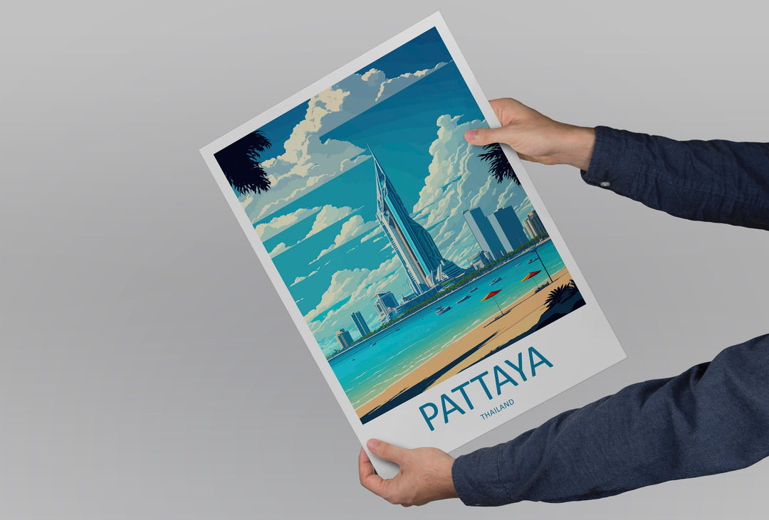 Pattaya Travel Print Wall Art Pattaya Wall Hanging Home Décor Pattaya Gift Art Lovers Wall Art Thailand Travel Print Gift Thai Travel Art