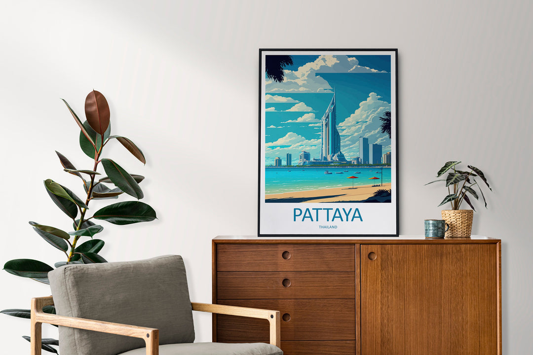 Pattaya Travel Print Wall Art Pattaya Wall Hanging Home Décor Pattaya Gift Art Lovers Wall Art Thailand Travel Print Gift Thai Travel Art