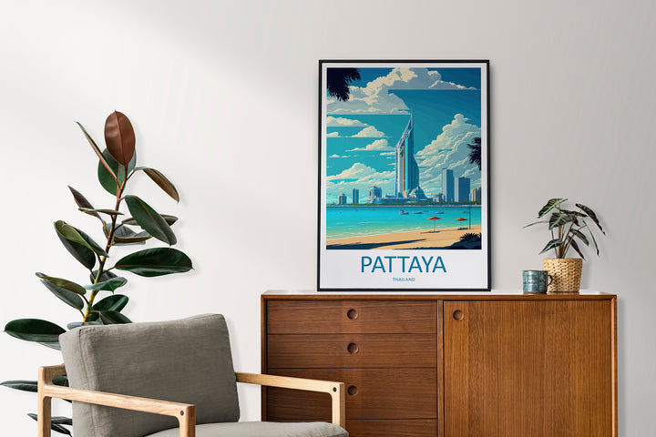 Pattaya Travel Print Wall Art Pattaya Wall Hanging Home Décor Pattaya Gift Art Lovers Wall Art Thailand Travel Print Gift Thai Travel Art