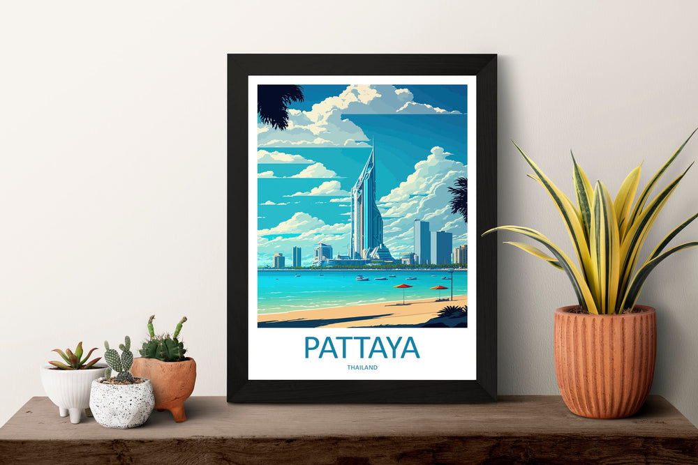 Pattaya Travel Print Wall Art Pattaya Wall Hanging Home Décor Pattaya Gift Art Lovers Wall Art Thailand Travel Print Gift Thai Travel Art