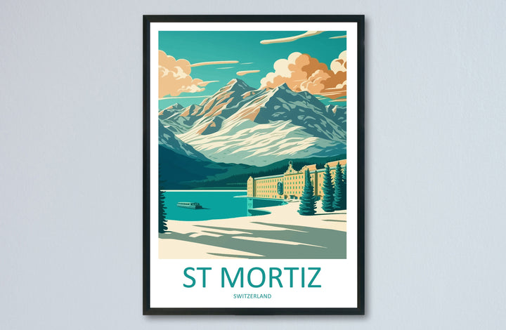 St. Moritz Ski Resort Print St. Moritz Home Decor Mountain Art Print St. Moritz Wall Art for Ski Enthusiast Gift Wall Hanging St. Moritz Art