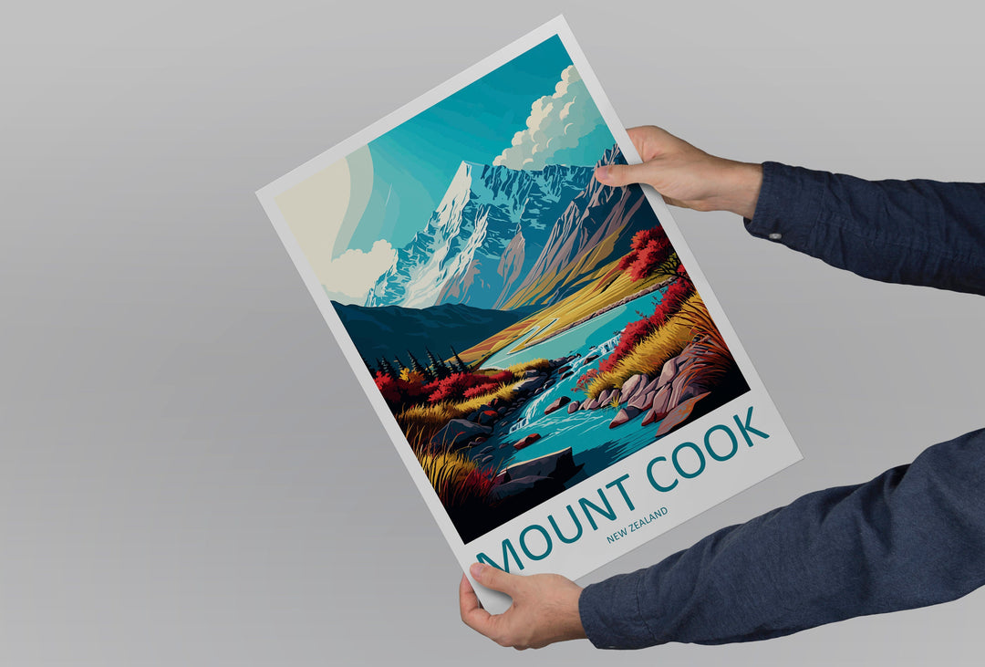 Mount Cook Travel Print Wall Art Mount Cook Wall Hanging Home Décor Mount Cook Gift Art Lovers New Zealand Art Lover Gift Print Mount Cook