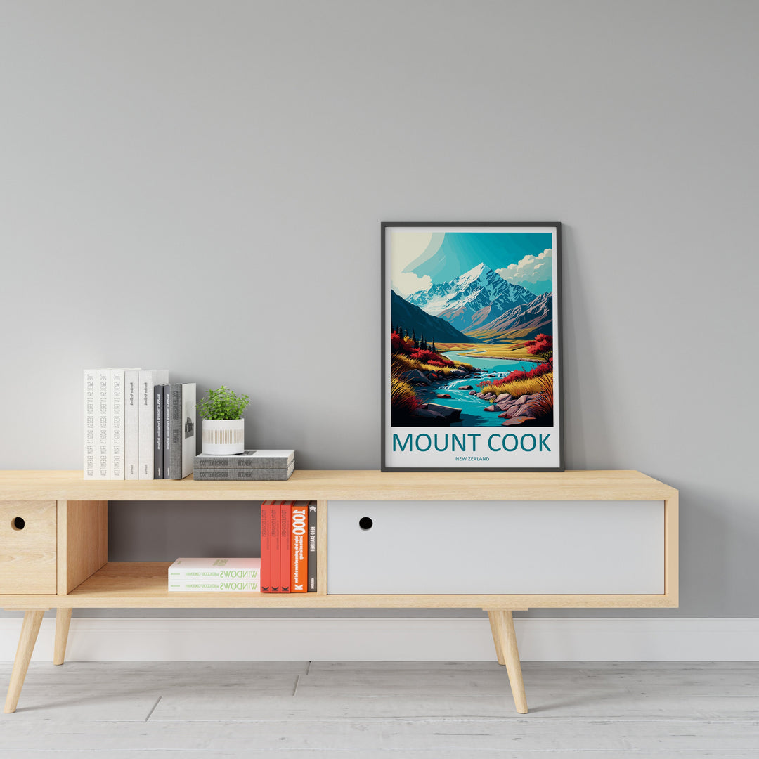 Mount Cook Travel Print Wall Art Mount Cook Wall Hanging Home Décor Mount Cook Gift Art Lovers New Zealand Art Lover Gift Print Mount Cook