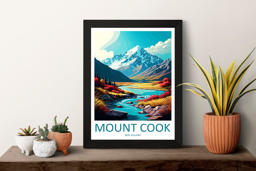 Mount Cook Travel Print Wall Art Mount Cook Wall Hanging Home Décor Mount Cook Gift Art Lovers New Zealand Art Lover Gift Print Mount Cook