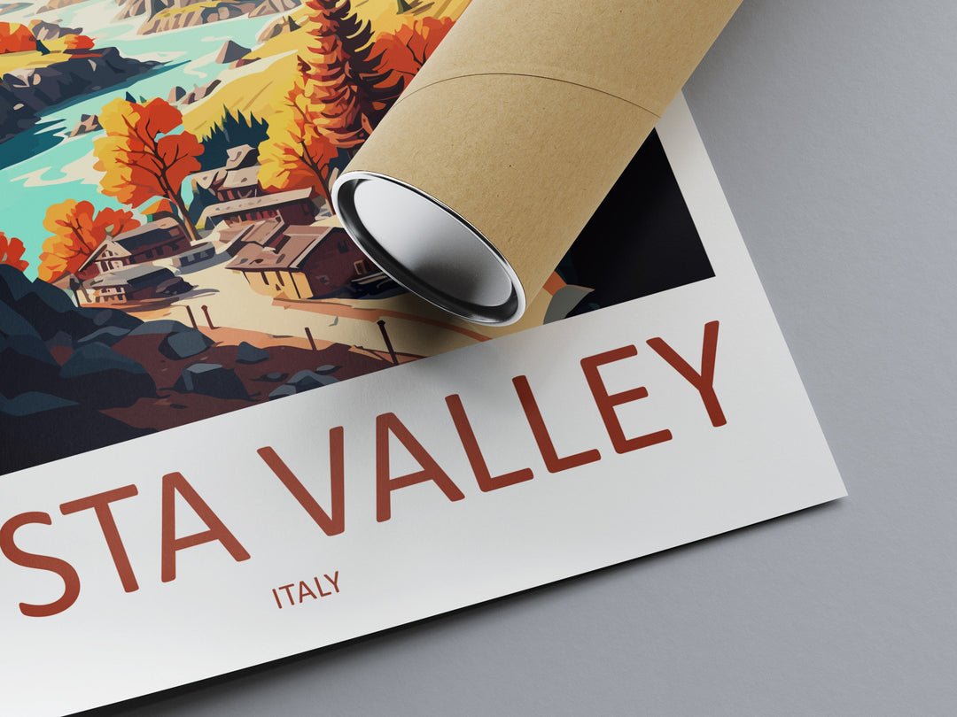 Aosta Valley Travel Print Wall Art Aosta Valley Wall Hanging Home Décor Aosta Valley Gift Art Lovers Italy Art Lover Gift Aosta Valley Print