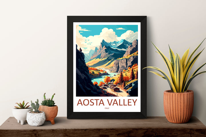 Aosta Valley Travel Print Wall Art Aosta Valley Wall Hanging Home Décor Aosta Valley Gift Art Lovers Italy Art Lover Gift Aosta Valley Print