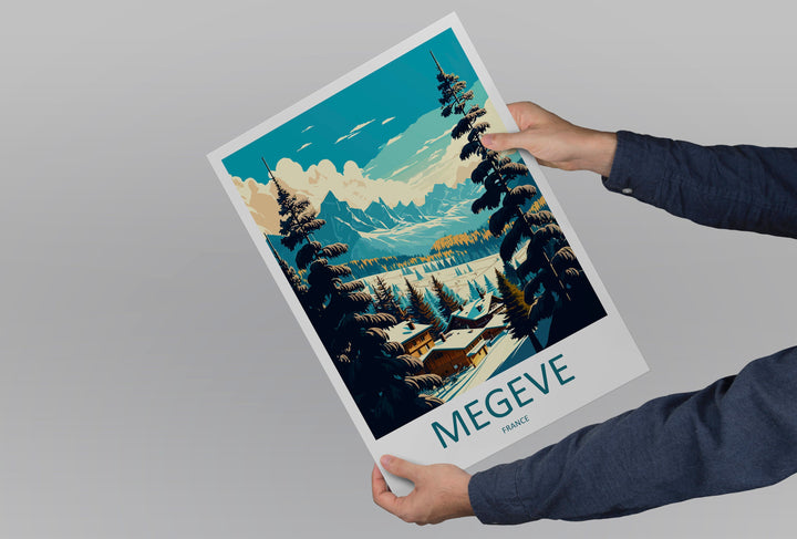 Megeve Travel Print Wall Art Megeve Wall Hanging Home Décor Megeve Gift Art Lovers Ski Art Lover Gift Les Arcs Print Skiing Megeve Ski Art