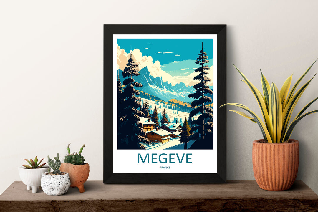 Megeve Travel Print Wall Art Megeve Wall Hanging Home Décor Megeve Gift Art Lovers Ski Art Lover Gift Les Arcs Print Skiing Megeve Ski Art