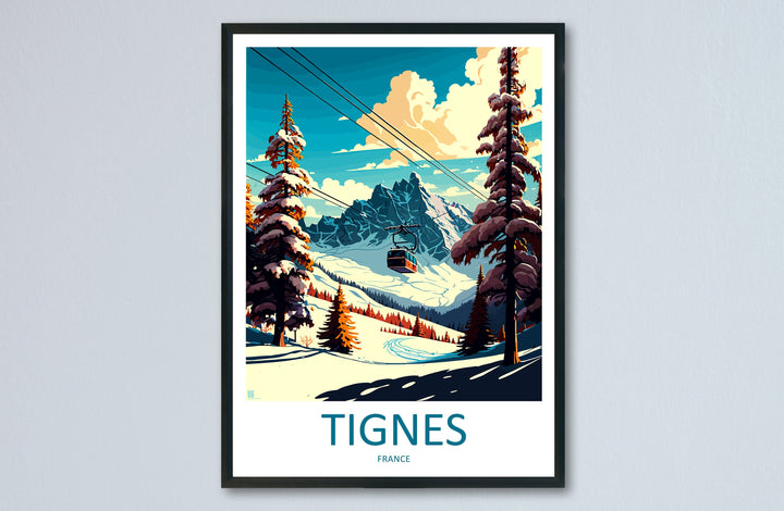 Tignes Travel Print Wall Art Tignes Wall Hanging Home Décor Tignes Gift Art Lovers Ski Art Lover Gift Tignes Print Skiing Tignes Ski Art