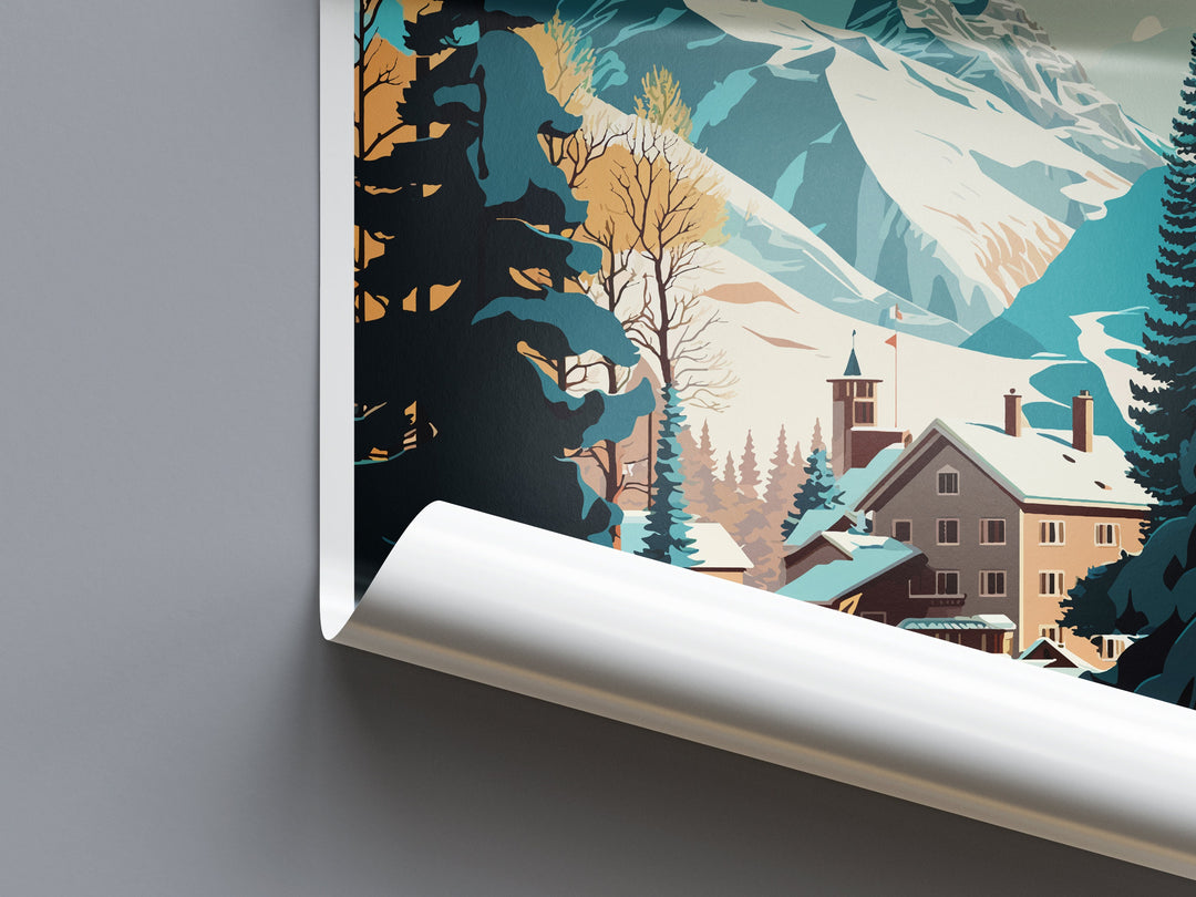 St. Mortiz Travel Print Wall Art St. Mortiz Wall Hanging Home Décor St. Mortiz Gift Art Lovers Ski Art Lover Gift St. Mortiz Print Skiing