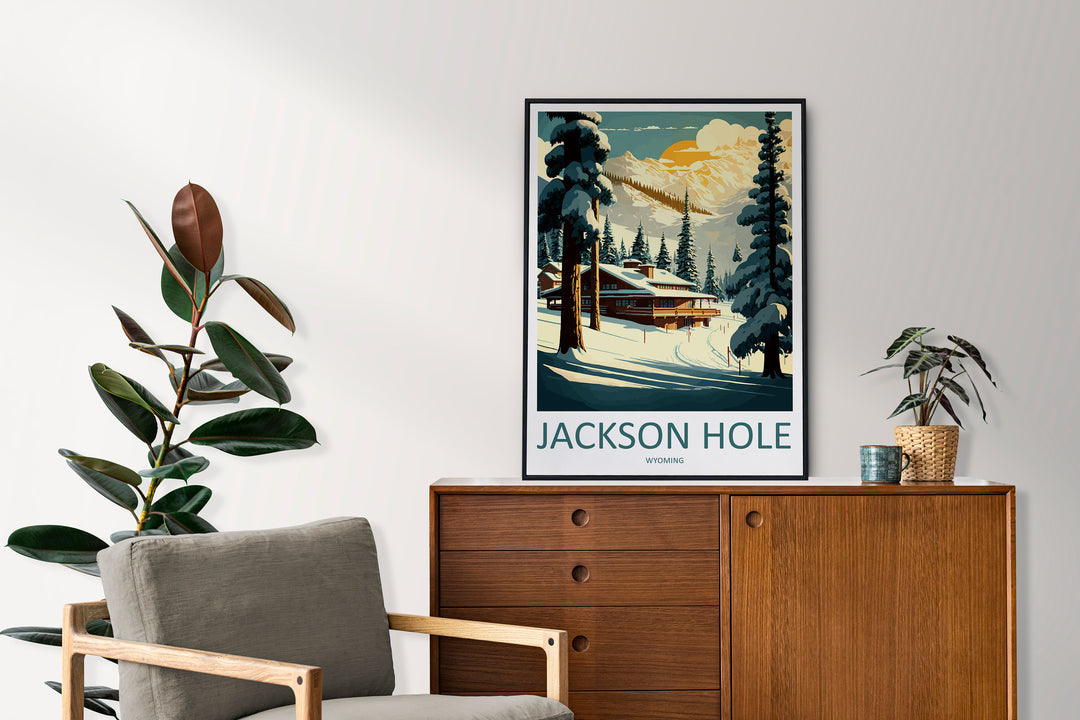 Jackson Hole Travel Print Wall Art Jackson Hole Wall Hanging Home Décor Jackson Hole Gift Art Lovers Ski Art Lover Gift Jackson Hole Print