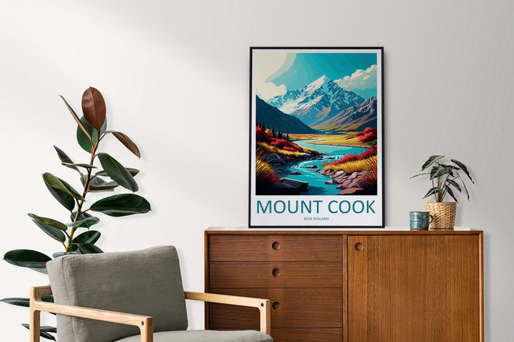 Mount Cook Travel Print Wall Art Mount Cook Wall Hanging Home Décor Mount Cook Gift Art Lovers New Zealand Art Lover Gift Print Mount Cook