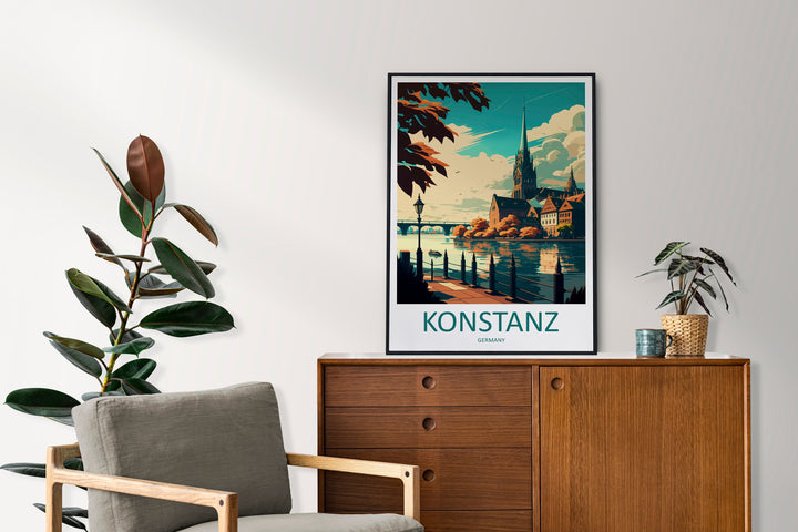 Konstanz Travel Print Wall Art Konstanz Wall Hanging Home Décor Konstanz Gift Art Lovers Germany Art Lover Gift Konstanz Art Travel Gift