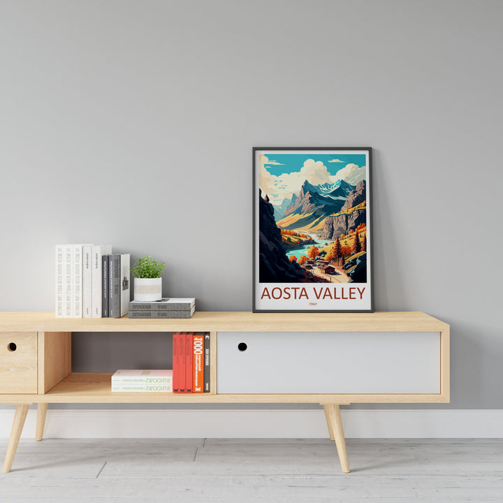 Aosta Valley Travel Print Wall Art Aosta Valley Wall Hanging Home Décor Aosta Valley Gift Art Lovers Italy Art Lover Gift Aosta Valley Print