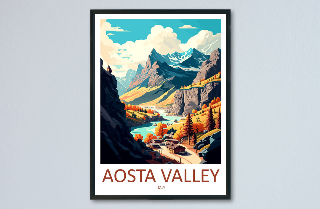 Aosta Valley Travel Print Wall Art Aosta Valley Wall Hanging Home Décor Aosta Valley Gift Art Lovers Italy Art Lover Gift Aosta Valley Print