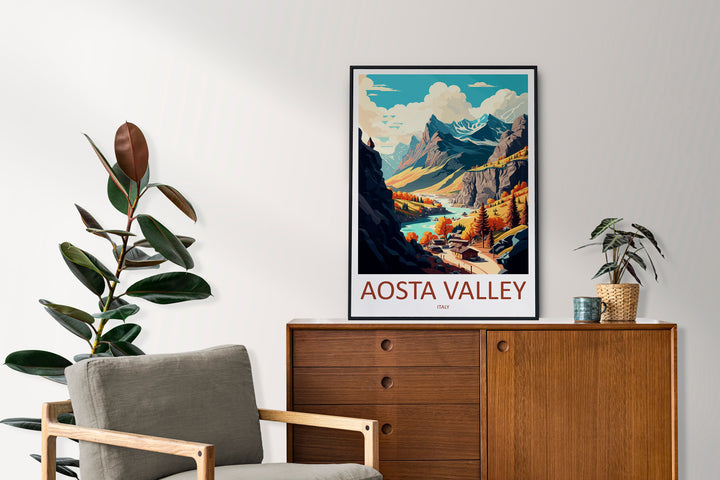 Aosta Valley Travel Print Wall Art Aosta Valley Wall Hanging Home Décor Aosta Valley Gift Art Lovers Italy Art Lover Gift Aosta Valley Print