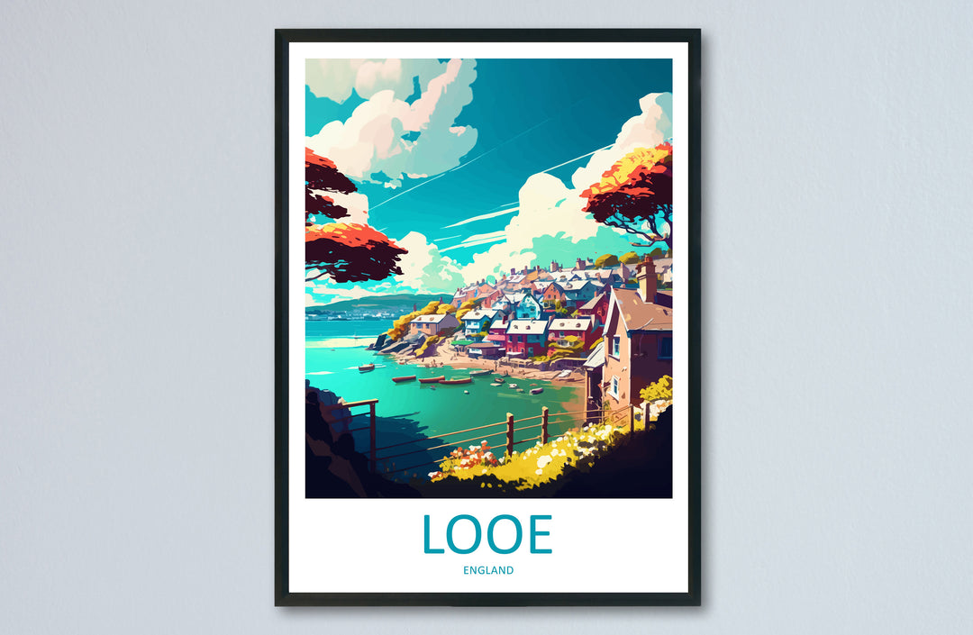 Looe Travel Print Wall Art Looe Wall Hanging Home Décor Looe Gift Art Lovers England Art Lover Gift Looe Travel Décor Looe Poster