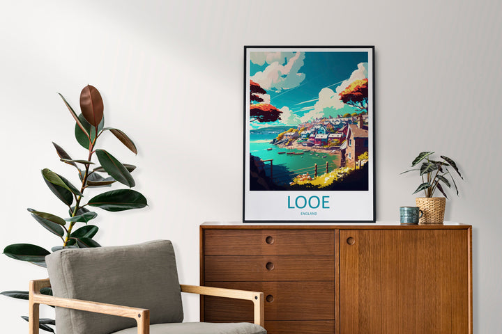 Looe Travel Print Wall Art Looe Wall Hanging Home Décor Looe Gift Art Lovers England Art Lover Gift Looe Travel Décor Looe Poster