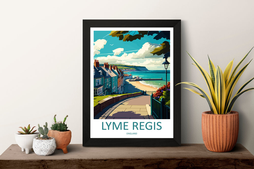 Lyme Regis Travel Print Wall Art Lyme Regis Wall Hanging Home Décor Lyme Regis Gift Art Lovers England Art Lover Gift Lyme Regis Travel Gift