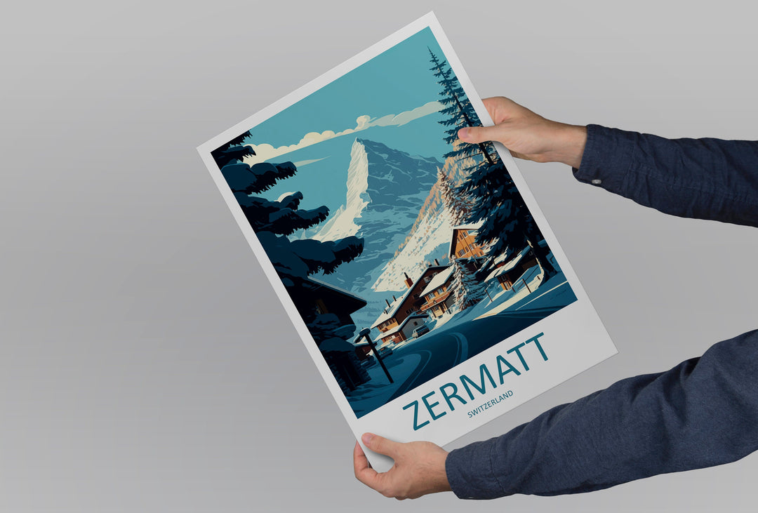 Zermatt Travel Print Wall Art Zermatt Wall Hanging Home Décor Zermatt Gift Art Lovers Ski Art Lover Gift Zermatt Print Skiing Zermatt Art