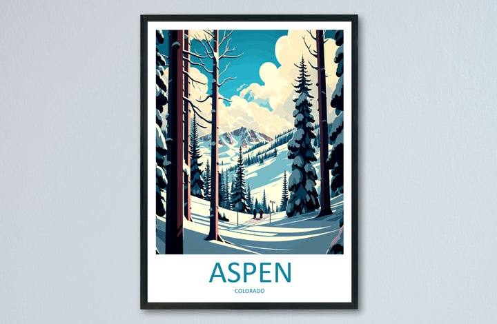Aspen Travel Print Wall Art Aspen Wall Hanging Home Décor Aspen Gift Art Lovers Ski Art Lover Gift Aspen Print Skiing Aspen Ski Art Poster