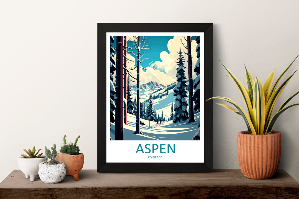 Aspen Travel Print Wall Art Aspen Wall Hanging Home Décor Aspen Gift Art Lovers Ski Art Lover Gift Aspen Print Skiing Aspen Ski Art Poster
