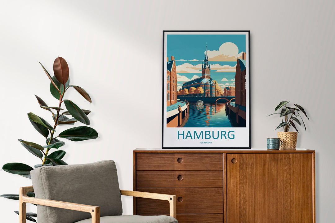Hamburg Travel Print Wall Art Hamburg Wall Hanging Home Décor Hamburg Gift Art Lovers Germany Art Lover Gift Hamburg Wall Décor Print Gift