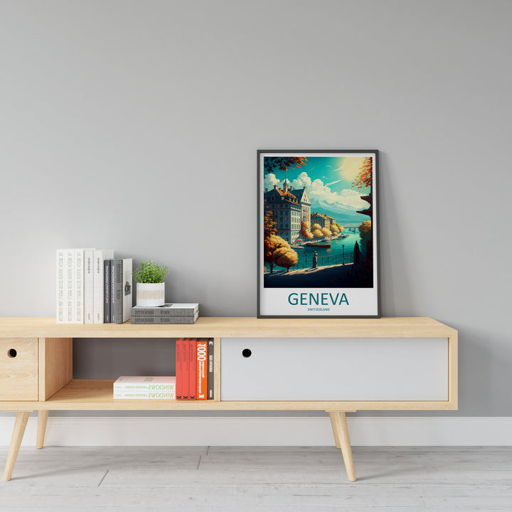 Geneva Travel Print Wall Art Geneva Wall Hanging Home Décor Geneva Gift Art Lovers Switzerland Art Lover Gift Geneva Travel Art
