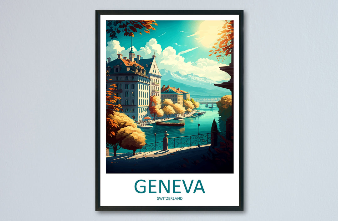 Geneva Travel Print Wall Art Geneva Wall Hanging Home Décor Geneva Gift Art Lovers Switzerland Art Lover Gift Geneva Travel Art