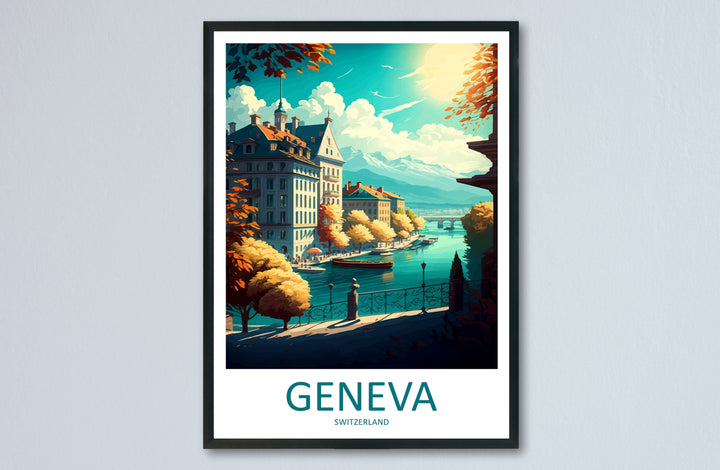 Geneva Travel Print Wall Art Geneva Wall Hanging Home Décor Geneva Gift Art Lovers Switzerland Art Lover Gift Geneva Travel Art