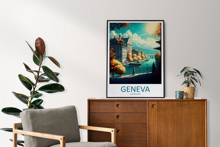 Geneva Travel Print Wall Art Geneva Wall Hanging Home Décor Geneva Gift Art Lovers Switzerland Art Lover Gift Geneva Travel Art