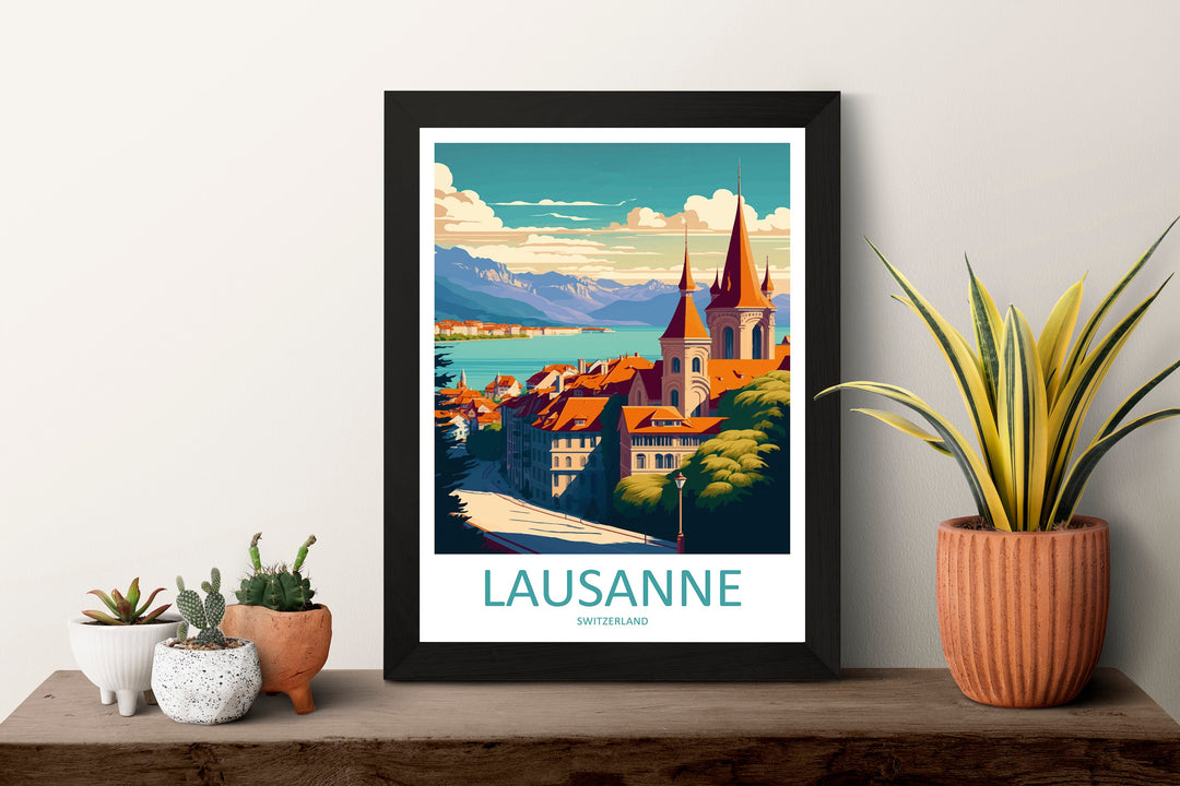 Lausanne Travel Print Wall Art Lausanne Wall Hanging Home Décor Lausanne Gift Art Lovers Switzerland Art Lover Gift Lausanne Travel Art