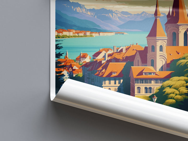 Lausanne Travel Print Wall Art Lausanne Wall Hanging Home Décor Lausanne Gift Art Lovers Switzerland Art Lover Gift Lausanne Travel Art