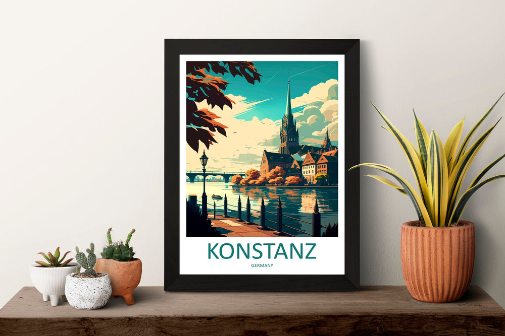 Konstanz Travel Print Wall Art Konstanz Wall Hanging Home Décor Konstanz Gift Art Lovers Germany Art Lover Gift Konstanz Art Travel Gift