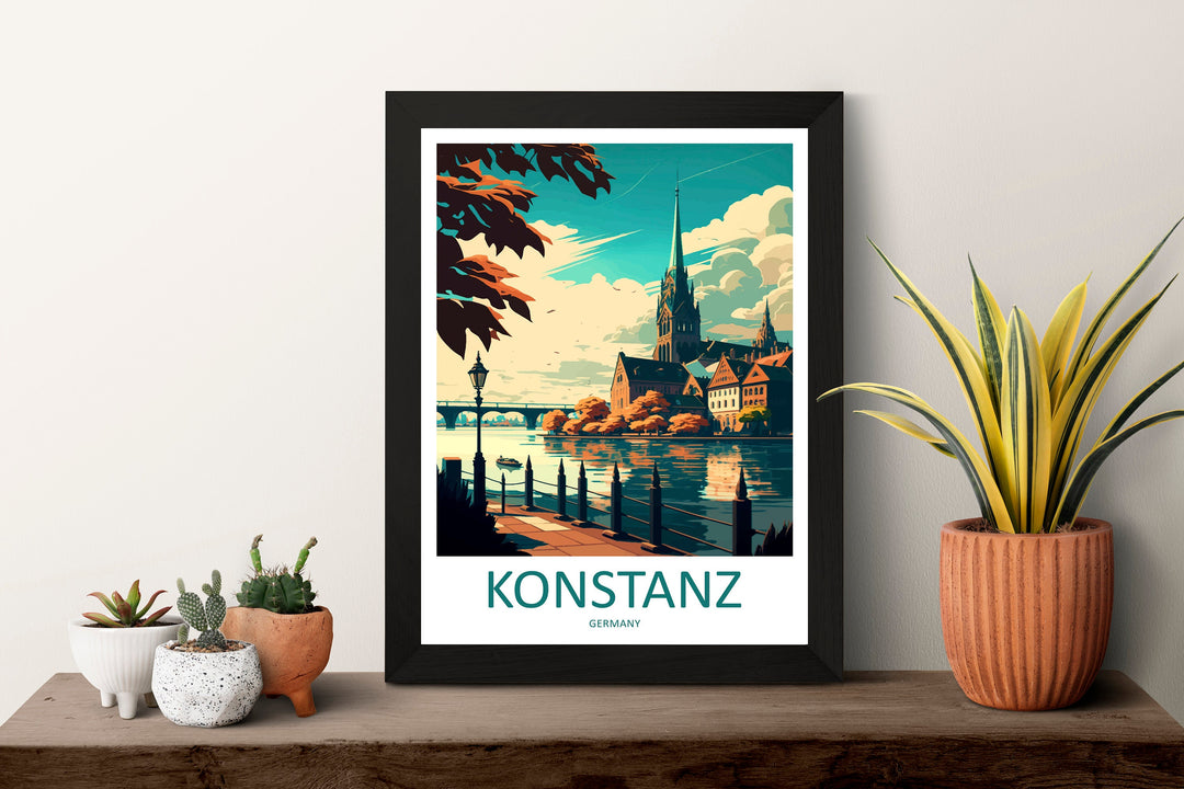 Konstanz Travel Print Wall Art Konstanz Wall Hanging Home Décor Konstanz Gift Art Lovers Germany Art Lover Gift Konstanz Art Travel Gift